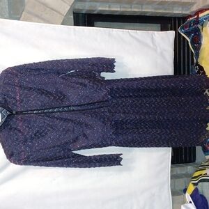 Andrews vintage plum sheer shiny mother of bride 2 pc set, zip lined skirt